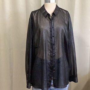 Lane Bryant silver sheer oxford shirt